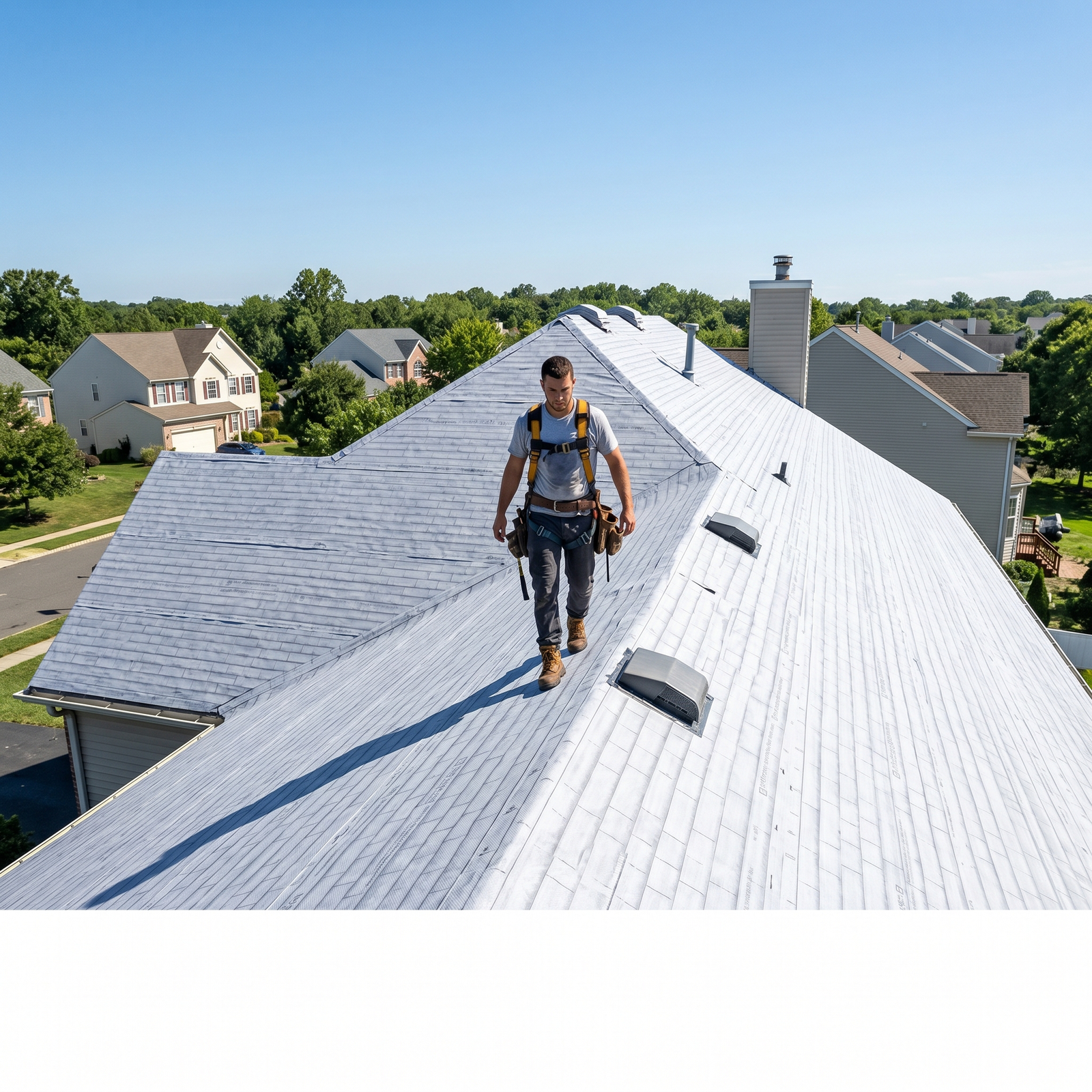 Embossed Synthetic Roofing Underlayment — application on roof