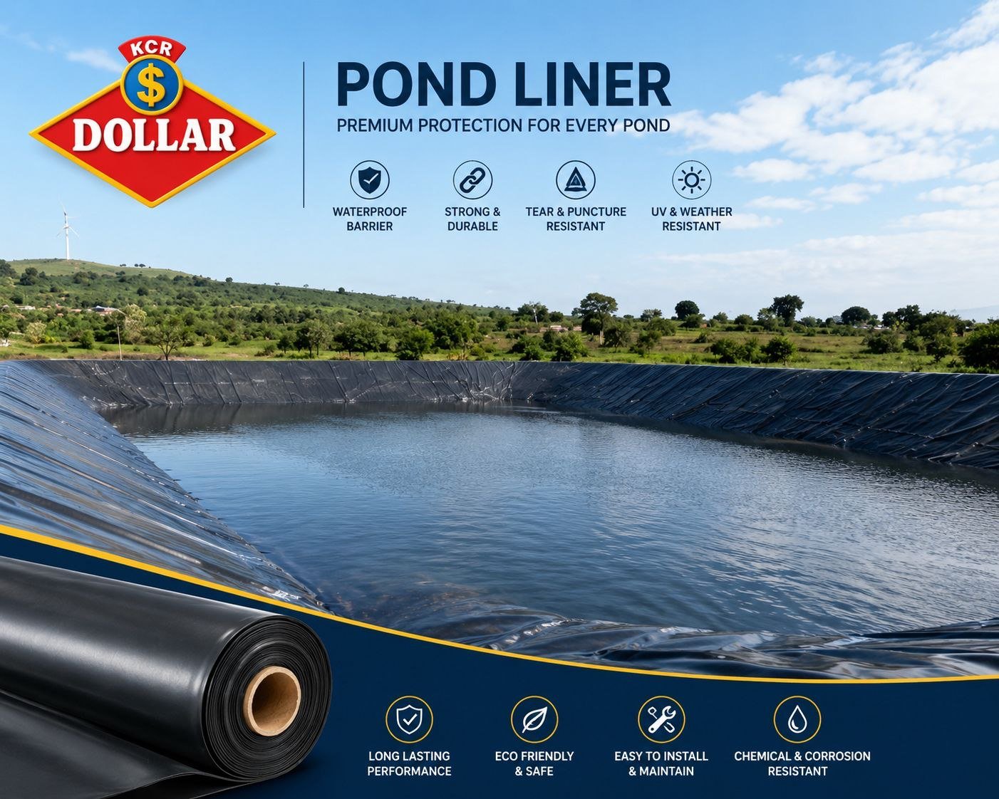 Geo Membrane (Pond Liner) — Pond liner protection