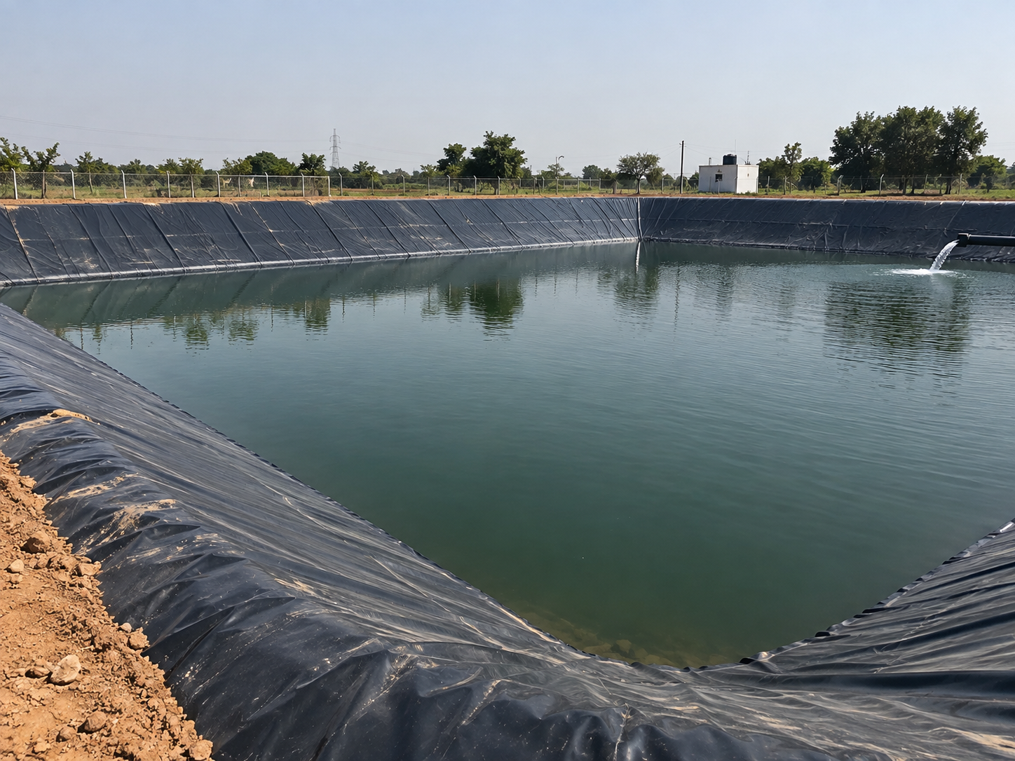 Geo Membrane (Pond Liner) — Installed pond liner