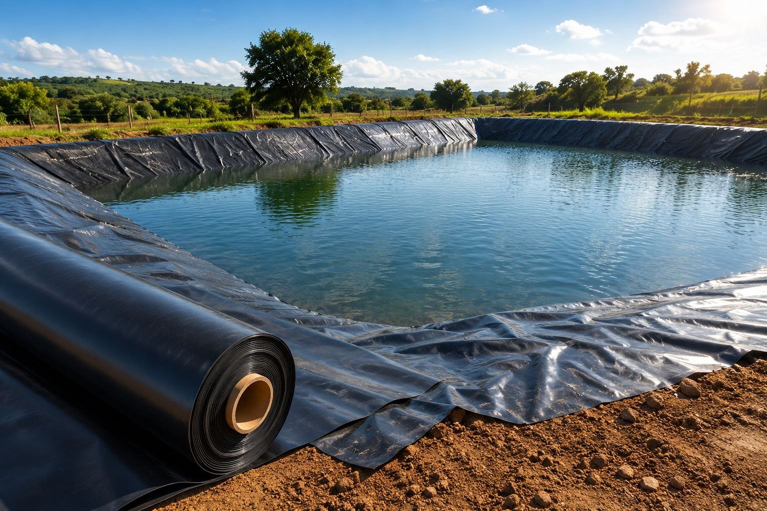 Geo Membrane (Pond Liner) — Liner detail, installed