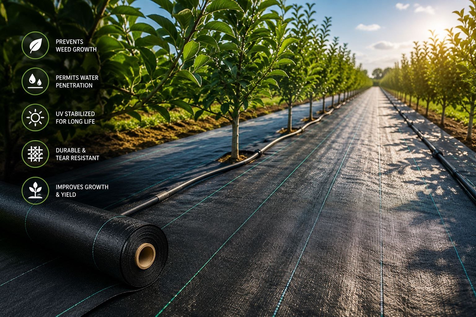 Weed Mat — Orchard row application